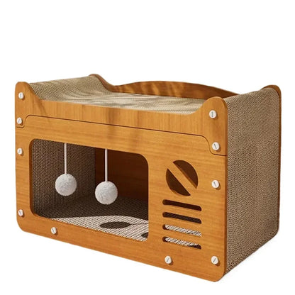 chew proof scratching board for cats with cozy hideout and playful elements