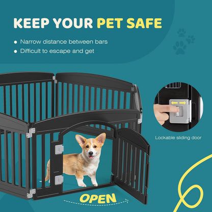 dog playpen 6 panel fence with lockable sliding door for pet safety and secure space
