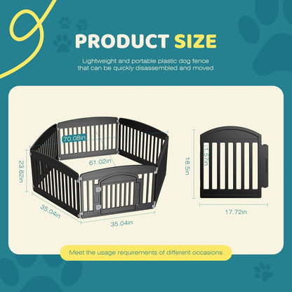 dog playpen 6 panel fence dimensions, lightweight and portable plastic dog fence for pets.
