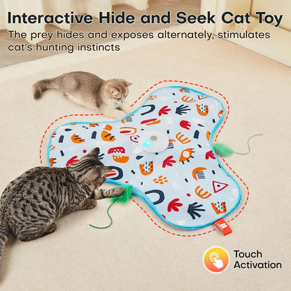 Interactive Cat Toy (Hide & Seek Mouse) with cats playing, stimulating their hunting instincts and providing fun exercise.