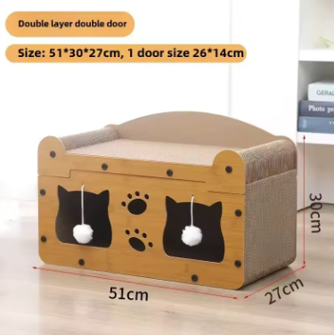 chew proof scratching board for cats with double layer design and interactive features.